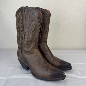 Women’s Dan Post Trish Snip Toe Leather Western Boots Heeled Cowgirl Brown 7.5